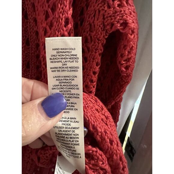 Chicos Pink Crochet Open Knit V Neck Cover Up Sz 3/xl Boho Beach Resort Cruise - Picture 5 of 6